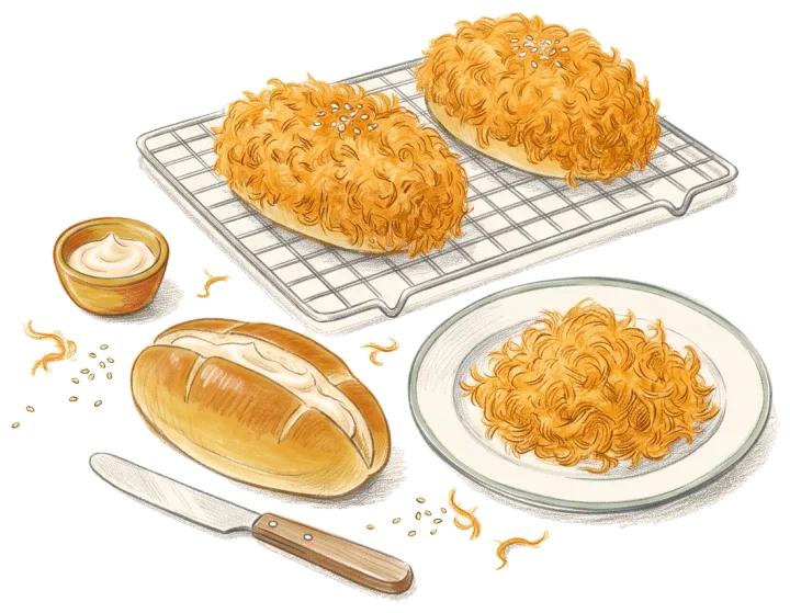 台式肉鬆麵包插圖
