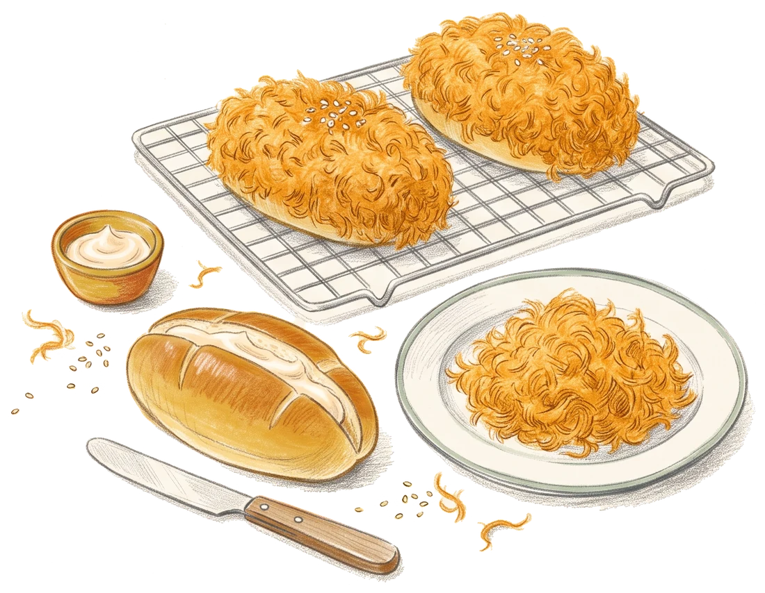 台式肉鬆麵包插圖